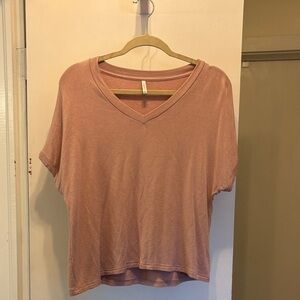 Casual Pink V-Neck Women's Top